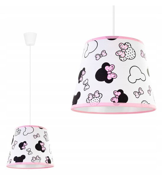 Detské závesné svietidlo Minnie, 1x textilné tienidlo so vzorom, s