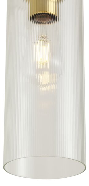 Art Deco závesná lampa zlatá s čírym sklom pre 1-fázový koľajnicový systém - Iconic Laura