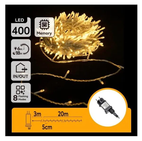 Aigostar - LED vonkajšia svetelná reťaz 400xLED/6W/230V 20m IP44 teplá biela