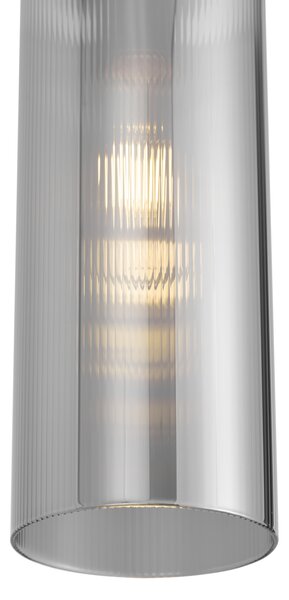 Art Deco Závesné svietidlo čierne s dymovým sklom pre 1-fázový koľajnicový systém - Iconic Laura