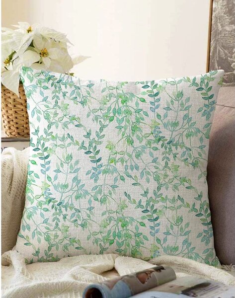 Béžovo-zelená obliečka na vankúš s prímesou bavlny Minimalist Cushion Covers Twiggy, 55 x 55 cm