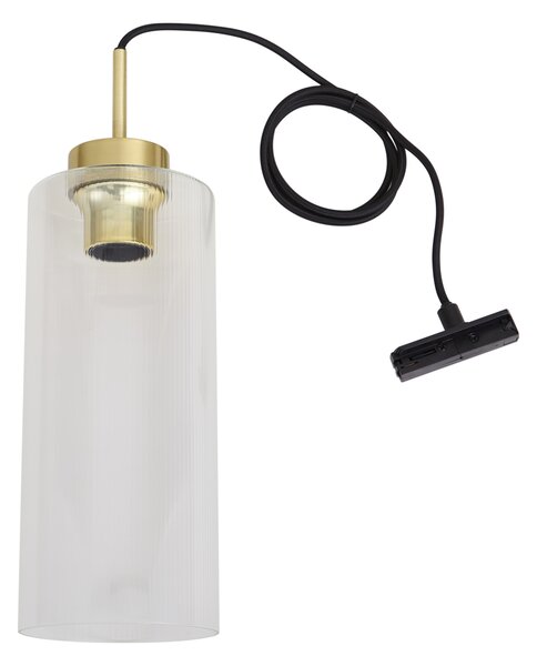 Art Deco závesná lampa zlatá s čírym sklom pre 1-fázový koľajnicový systém - Iconic Laura