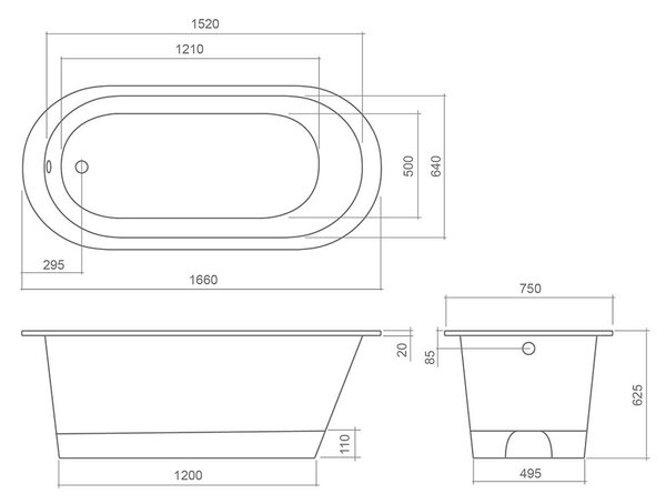 Roltechnik Outlet Oválna vaňa z liateho mramoru STONE ROUND 166x75 cm, kód: 9940000