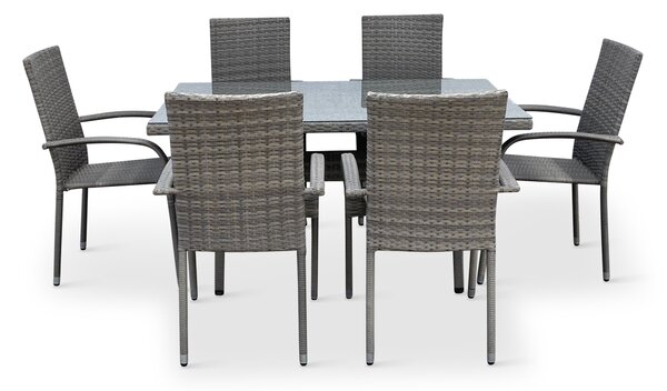 Noela Záhradný jedálenský set Haiti PREMIUM + 6x ratanová stolička Paris PREMIUM