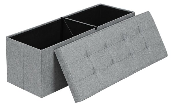 SONGMICS Úložný sedací box čalúnený skladací 110x38 cm sivý