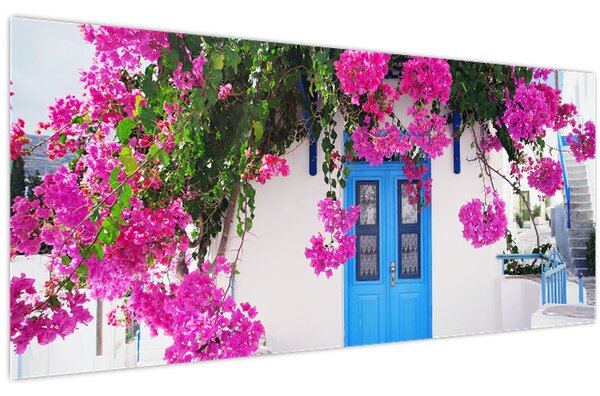 Obraz - Tradičný grécky dom (120x50 cm)