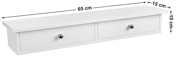SONGMICS Nástenná polica s dvoma zásuvkami 65x15 cm