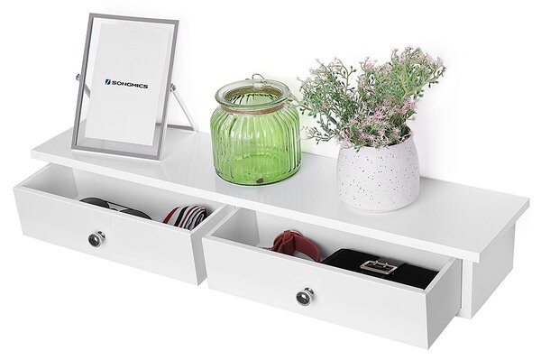 SONGMICS Nástenná polica s dvoma zásuvkami 65x15 cm