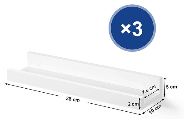 SONGMICS Nástenné poličky Pheet biele - 3 kusy