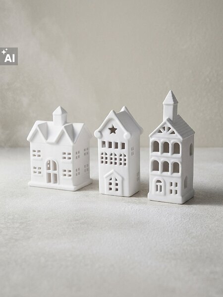 Sinsay - Vianočné LED svetielka v tvare domčekov 3 pack - biela