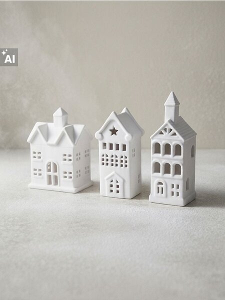 Sinsay - Vianočné LED svetielka v tvare domčekov 3 pack - biela