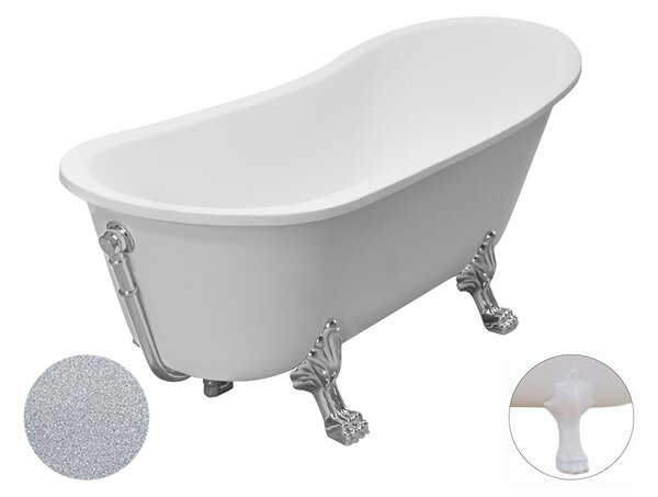 Besco Akrylátová voľne stojaca vaňa Olaya Glam S 160x68 s prepadom BESCO-Typ výpuste: bez odpadového sifónu, BESCO-Nôžky: Čierna mat