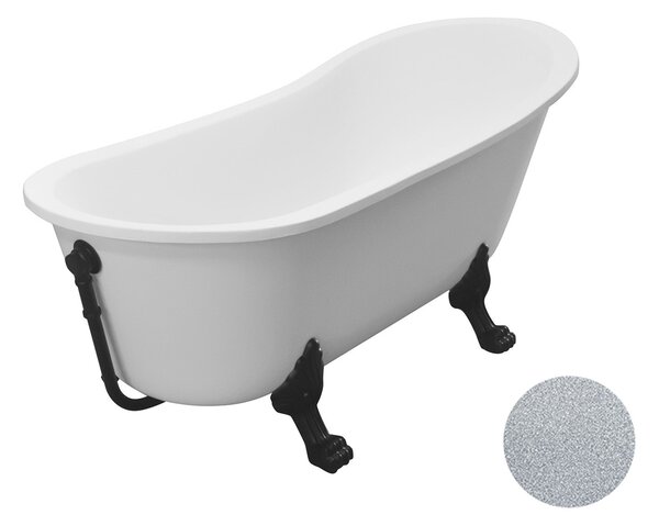 Besco Akrylátová voľne stojaca vaňa Olaya Glam S 160x68 s prepadom BESCO-Typ výpuste: bez odpadového sifónu, BESCO-Nôžky: Čierna mat