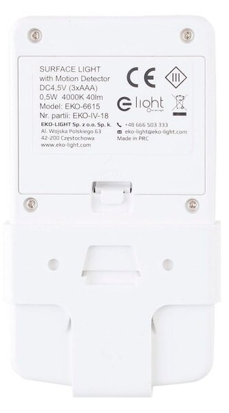 LED svietidlo + bočné svetlo, 1x LED 0,5w 4000k, w, pohybový senzor