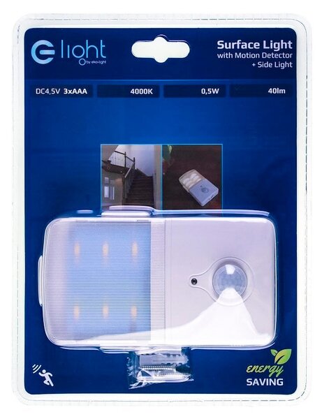 LED svietidlo + bočné svetlo, 1x LED 0,5w 4000k, w, pohybový senzor