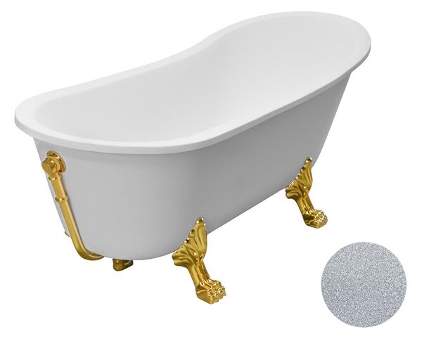 Besco Akrylátová voľne stojaca vaňa Olaya Glam S 160x68 s prepadom BESCO-Typ výpuste: bez odpadového sifónu, BESCO-Nôžky: Čierna mat