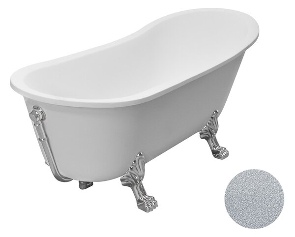 Besco Akrylátová voľne stojaca vaňa Olaya Glam S 160x68 s prepadom BESCO-Typ výpuste: bez odpadového sifónu, BESCO-Nôžky: Čierna mat