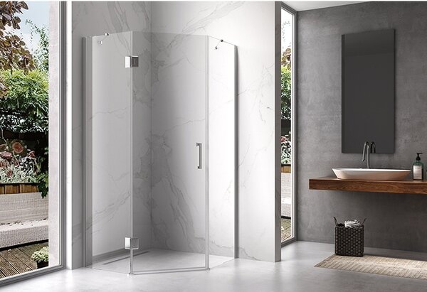BPS-koupelny Päťuholníkový sprchový kút KZ10A 80x80 chróm/transparent - bez vaničky