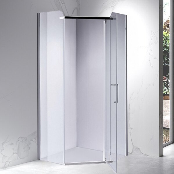 BPS-koupelny Päťuholníkový sprchovací kút KZ91B 90x90 chróm/transparent - bez vaničky