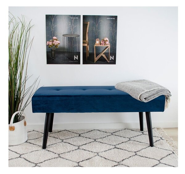 Modrá zamatová lavica Essentials Skiby