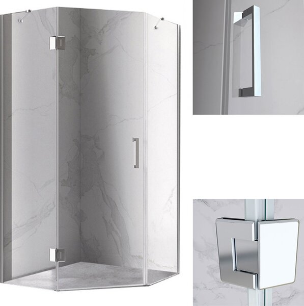 BPS-koupelny Päťuholníkový sprchový kút KZ10B 90x90 chróm/transparent - bez vaničky