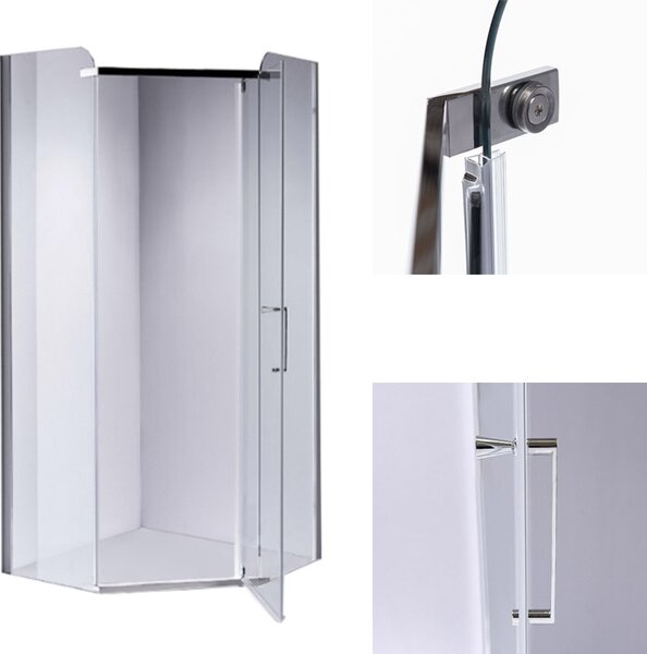BPS-koupelny Päťuholníkový sprchovací kút KZ91B 90x90 chróm/transparent - bez vaničky