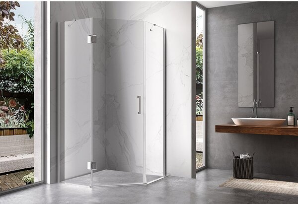 BPS-koupelny Päťuholníkový sprchový kút KZ10A 80x80 chróm/transparent - bez vaničky