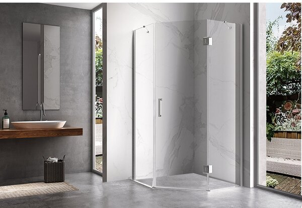 BPS-koupelny Päťuholníkový sprchový kút KZ10A 80x80 chróm/transparent - bez vaničky