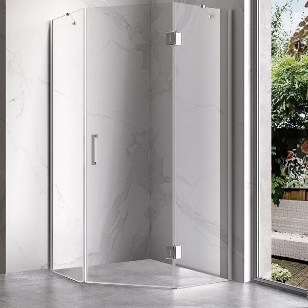 BPS-koupelny Päťuholníkový sprchový kút KZ10A 80x80 chróm/transparent - bez vaničky
