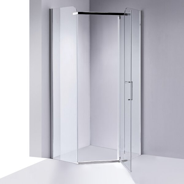 BPS-koupelny Päťuholníkový sprchovací kút KZ91B 90x90 chróm/transparent - bez vaničky