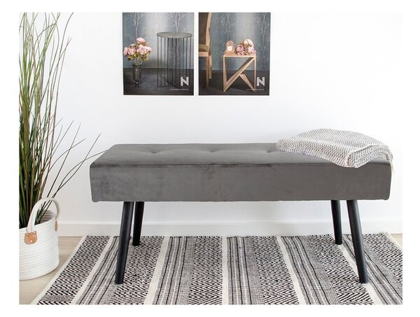 Sivá zamatová lavica Essentials Skiby