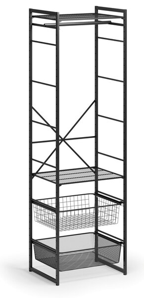 Otvorená šatníková zostava TYP I, 2020 x 600 x 460 mm, čierna
