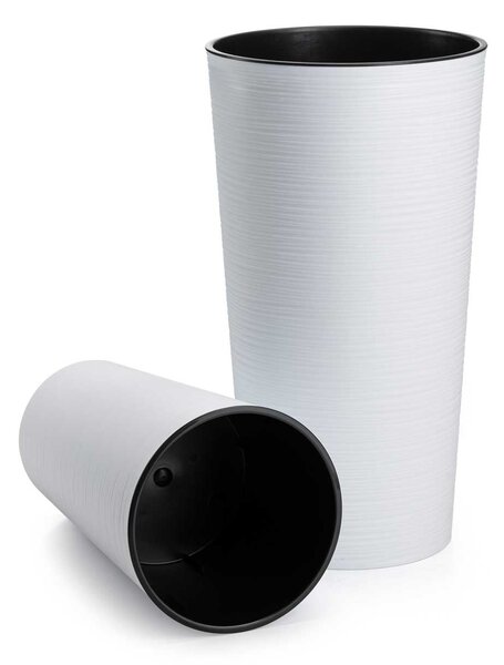 PLASTOVÝ KVETINÁČ URBANIKA RIFLO 25,5X46,5 CM+19,5X36,5 CM BIELA