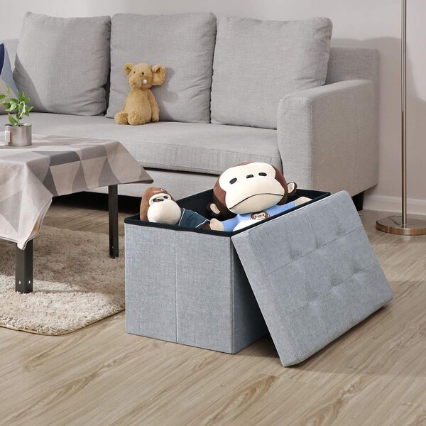 SONGMICS Úložný sedací box čalúnený skladacie 76x38 cm sivý
