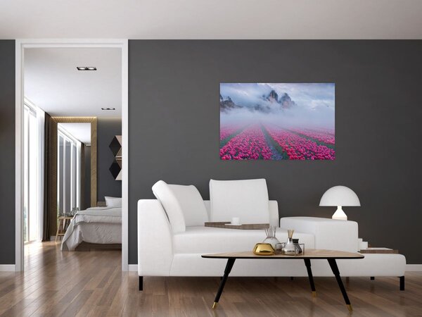 Obraz - Krajina s tulipánovými poľami (90x60 cm)