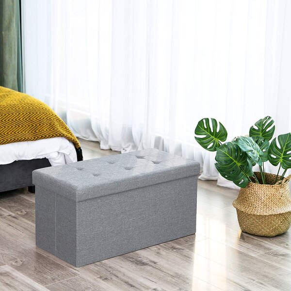 SONGMICS Úložný sedací box čalúnený skladacie 76x38 cm sivý
