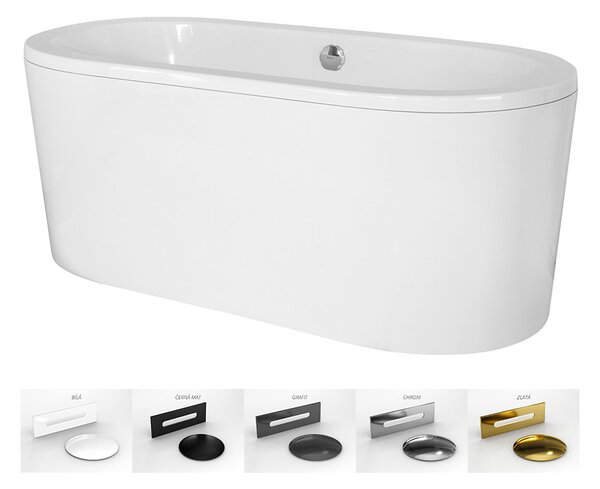 Besco Voľne stojaca vaňa zo sanitárneho kompozitu Victoria CC/SP 160x75, s prepadom BESCO-Typ výpuste: Alcaplast Click-Clack so štrbinovým prepadom, chróm, BESCO-Rozmery: 160,5x74,5
