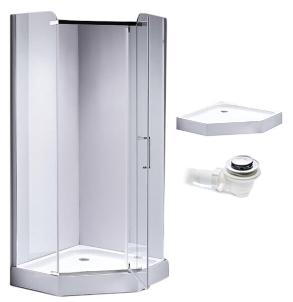 BPS-koupelny Päťuholníkový sprchový kút KZ91A 80x80 chróm/transparent + vanička SXL07A WH biela