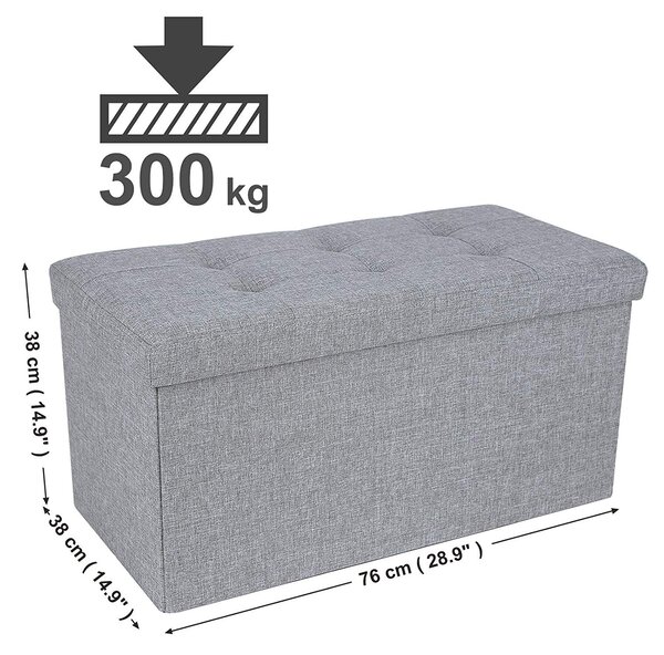 SONGMICS Úložný sedací box čalúnený skladacie 76x38 cm sivý