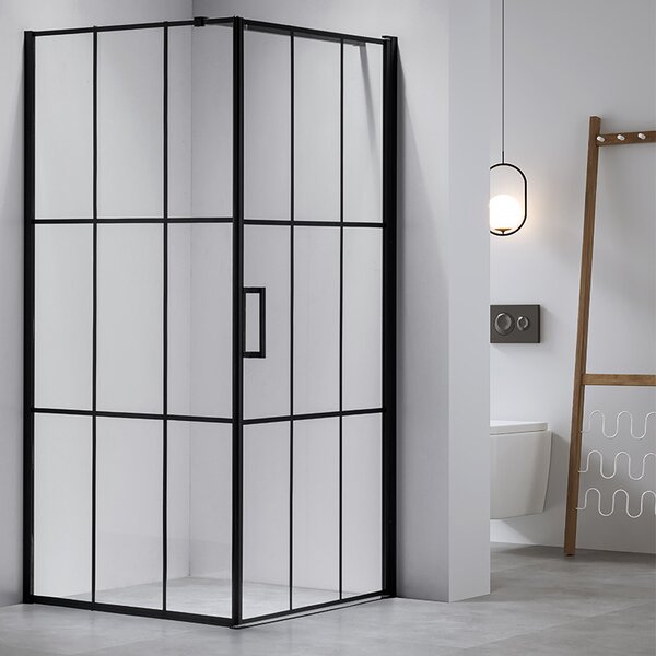 BPS-koupelny Štvorcový sprchový kút BS13A 80x80 čierna/transparent + vanička ST02A BL čierna