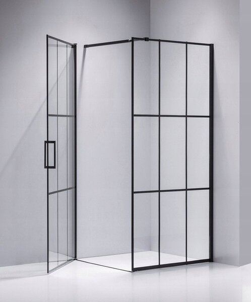 BPS-koupelny Štvorcový sprchový kút BS13A 80x80 čierna/transparent + vanička ST02A BL čierna