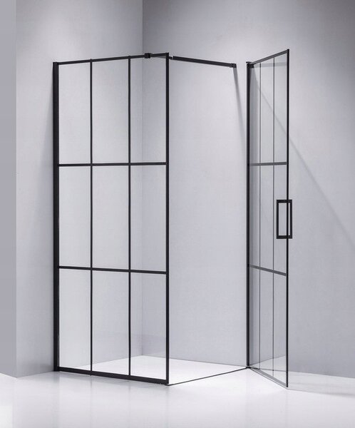 BPS-koupelny Štvorcový sprchový kút BS13A 80x80 čierna/transparent + vanička ST02A BL čierna