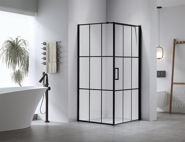 BPS-koupelny Štvorcový sprchový kút BS13A 80x80 čierna/transparent + vanička ST02A BL čierna