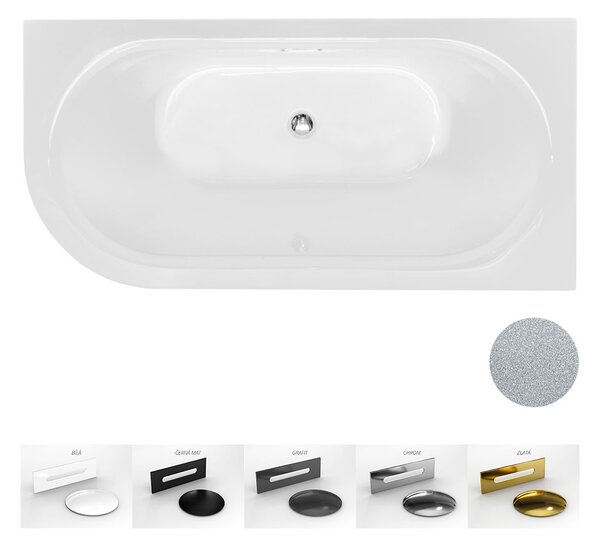 Besco Akrylátová voľne stojaca vaňa Avita A-Line Glam S CC/SP 150x75 (160x75, 170x75), s prepadom