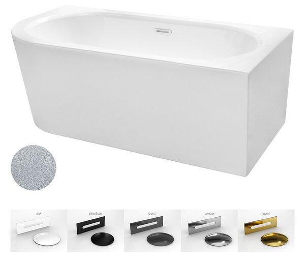 Besco Akrylátová voľne stojaca vaňa Avita A-Line Glam S CC/SP 150x75 (160x75, 170x75), s prepadom