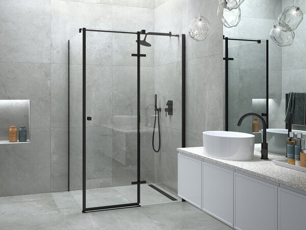 Besco Obdĺžnikový sprchovací kút PIXA BLACK R 100x80 (100x90, 120x80, 120x90), výška 195 cm - bez vaničky BESCO-Rozmery: 100x80, BESCO-Orientácia: Ľavá