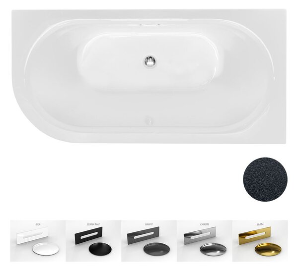 Besco Akrylátová voľne stojaca vaňa Avita A-Line Glam G CC/SP 150x75 (160x75, 170x75), s prepadom