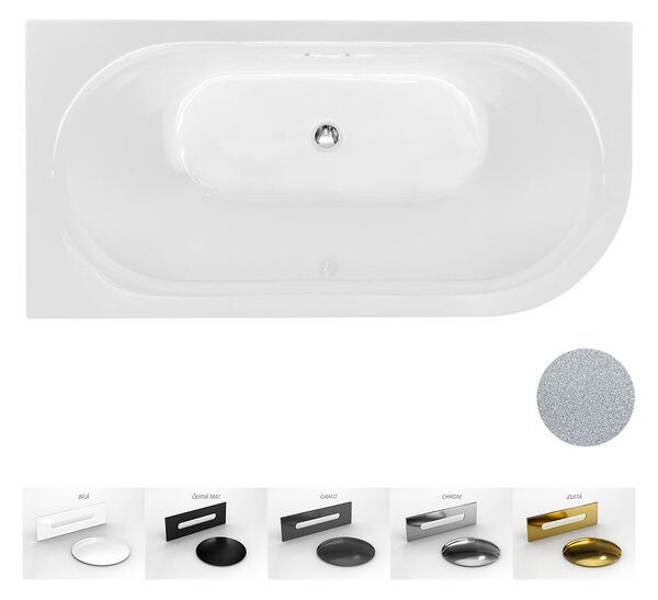Besco Akrylátová voľne stojaca vaňa Avita A-Line Glam S CC/SP 150x75 (160x75, 170x75), s prepadom