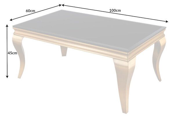 Kávový stolík MODERN BAROCK 100 cm tvrdené opálové sklo čierne zlaté