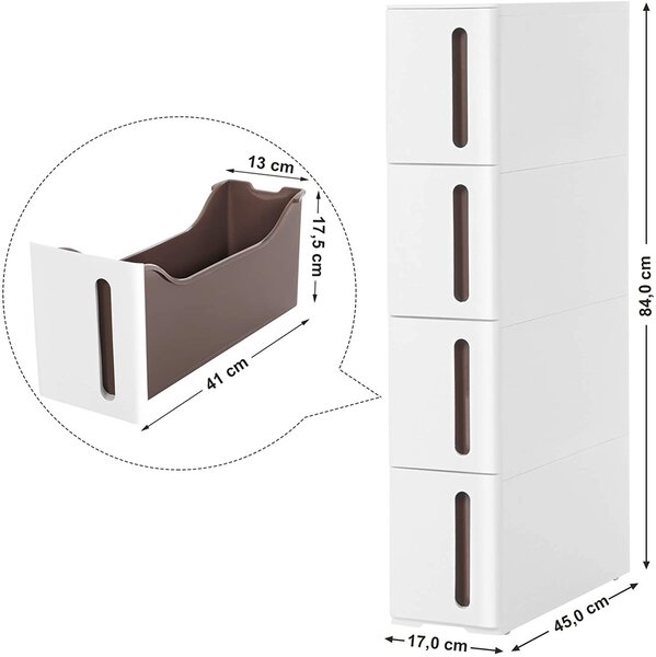 SONGMICS Pojazdný úzky regál so zásuvkami 17x84 cm